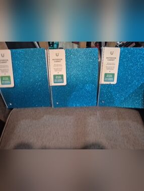 Pack of 3 U Style Blue Glitter 1 Subject Notebook, 80 Sheets, College Rule
